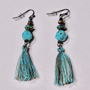 Bohemian turquoise tassel earrings